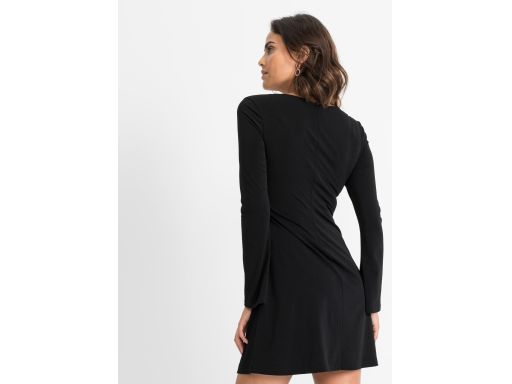 B.P.C czarna sukienka z lasowym wycięciem i czerwoną podszewką ^32/34