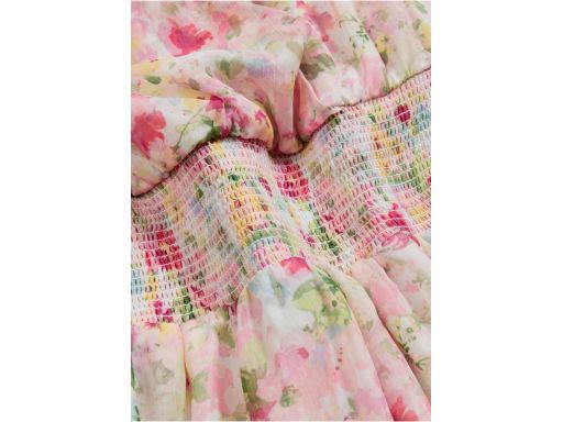 B.P.C długa sukienka szyfonowa w kwiaty z falbankami 38.