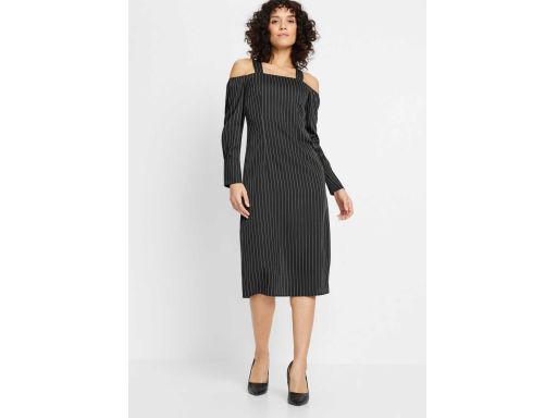 B.P.C sukienka czarna w paseczki z odkrytymi ramionami 48.