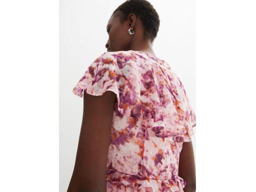 B.P.C Sukienka szyfonowa z falbankami midi w kwiaty ^40