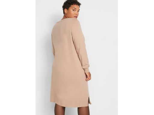 B.P.C sukienka dzianinowa beżowa z rozcięciami ^36/38