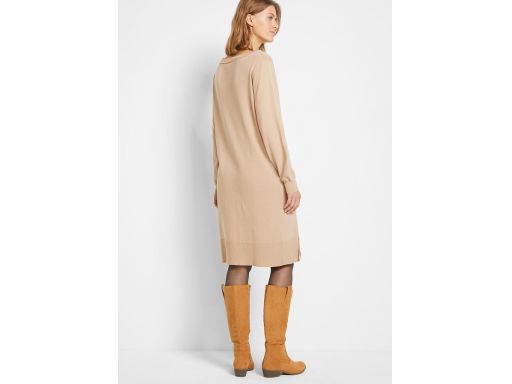 B.P.C sukienka dzianinowa beżowa z rozcięciami ^36/38