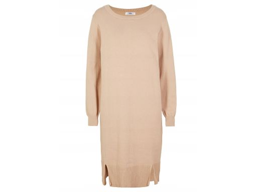 B.P.C sukienka dzianinowa beżowa z rozcięciami ^36/38