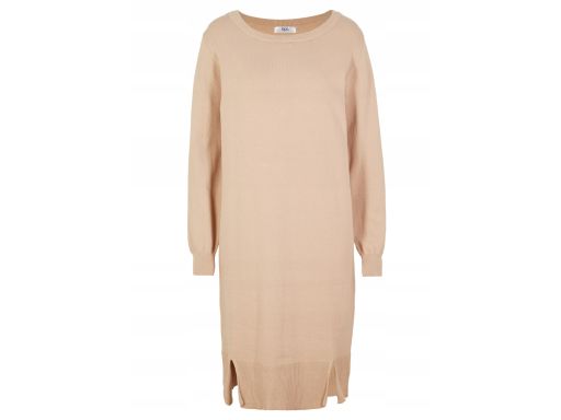 B.P.C sukienka dzianinowa beżowa z rozcięciami ^36/38