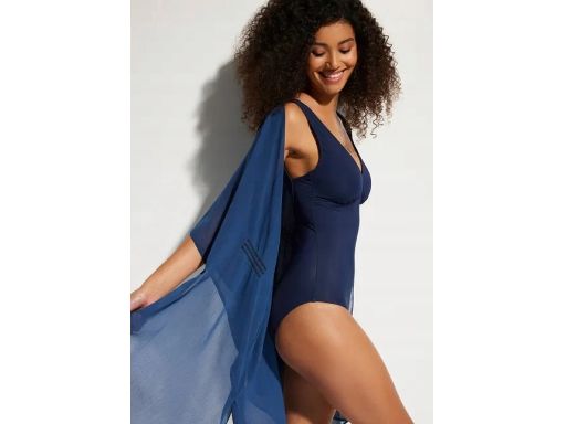 B.P.C kostium kąpielowy granatowy z modnymi paskami na plecach 40.