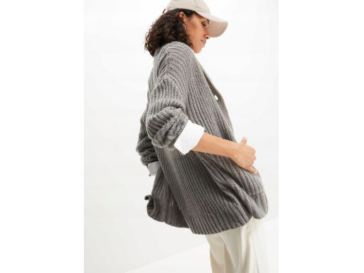 B.P.C szary sweter rozpinany z szalowym kołnierzem 36/38.