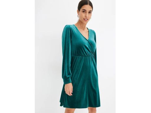 B.P.C aksamitna sukienka butelkowa zieleń rozkloszowana ^40/42