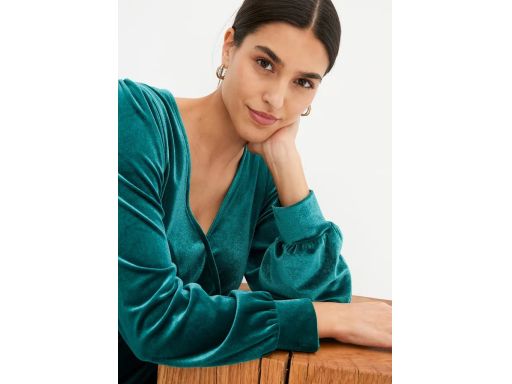 B.P.C aksamitna sukienka butelkowa zieleń rozkloszowana ^40/42