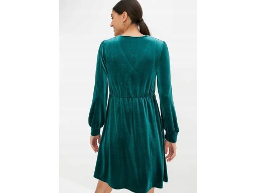 B.P.C aksamitna sukienka butelkowa zieleń rozkloszowana ^40/42