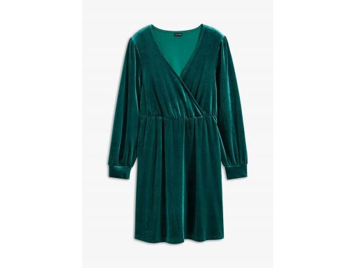 B.P.C aksamitna sukienka butelkowa zieleń rozkloszowana ^40/42