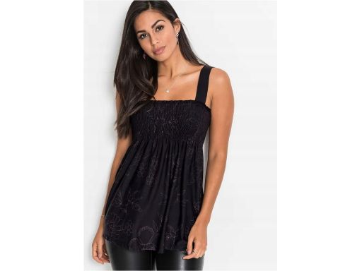 B.P.C bluzka top letnia na ramiączka czarna z subtelnym nadrukiem ^40/