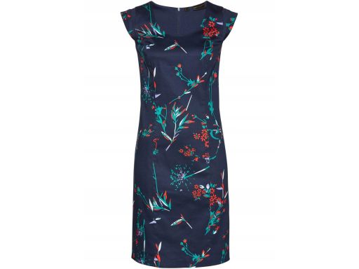 AD6809 sukienka ołówkowa granatowa w kwiaty 36.