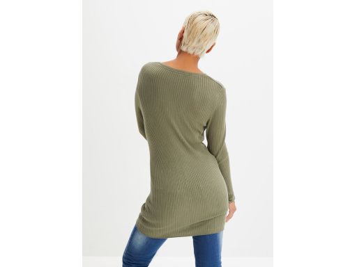 B.P.C długi sweterek rozpinany prążkowany oliwkowy 40/42.