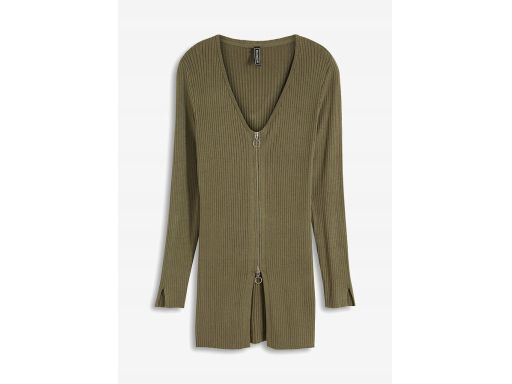 B.P.C długi sweterek rozpinany prążkowany oliwkowy 40/42.