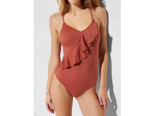 B.P.C Kostium kąpielowy cynamonowy z falbaną ^44