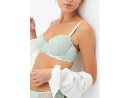 B.P.C biustonosz miękki na fiszbinie miętowo pistacjowy koronkowy ^85A