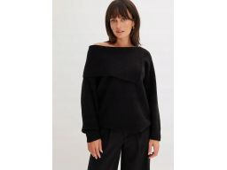 B.P.C czarny sweter z dużym kołnierzem 44/46.