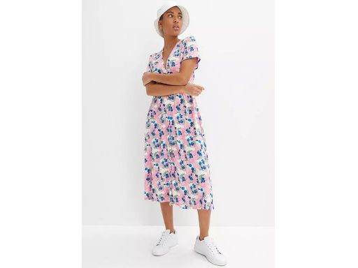 B.P.C sukienka różowa w kolorowe wzory midi ^42