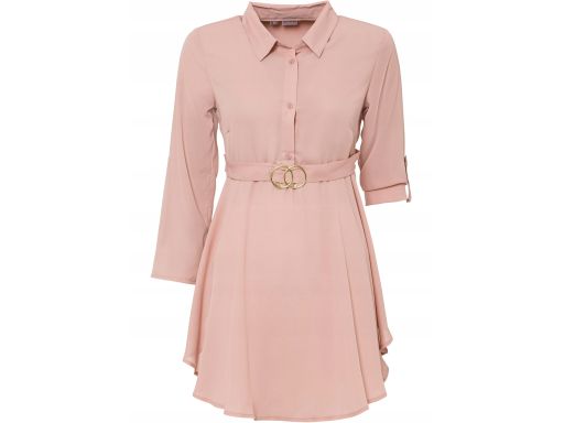 B.P.C długa różowa tunika koszulowa z szyfonu 38.