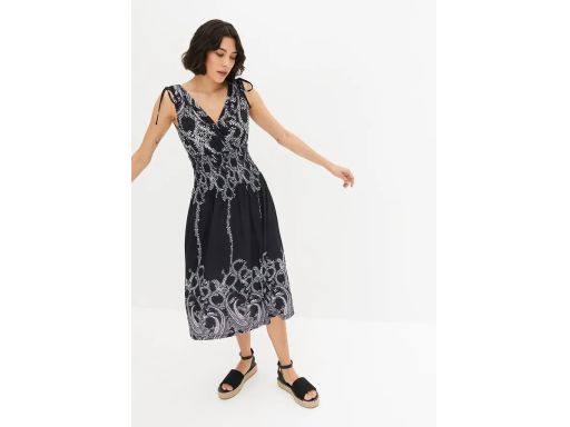 B.P.C sukienka midi czarno-biała z nadrukiem ^40/42