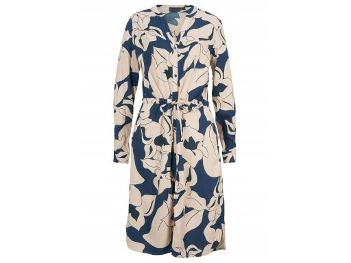 B.P.C sukienka szmizjerka granatowa w beżowo-czarny wzór kwiatowy ^36