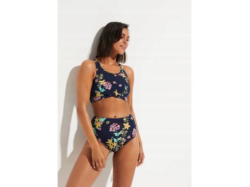 B.P.C biniki bustier z figami maxi granatowe w kwiaty ^42