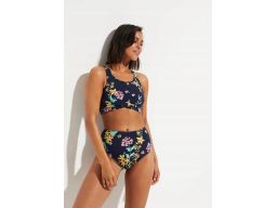B.P.C biniki bustier z figami maxi granatowe w kwiaty ^42