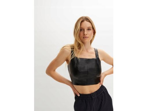 B.P.C krótki top czarny z eko skóry r.40
