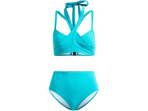 B.P.C bikini bustier wiązane turkusowe z figami r.38