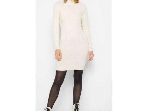 B.P.C dzianinowa sukienka ze stójką ecru ołówkowa 40/42.