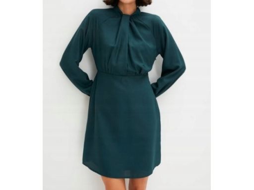 B.P.C sukienka ciemnozielona efektowna r.42