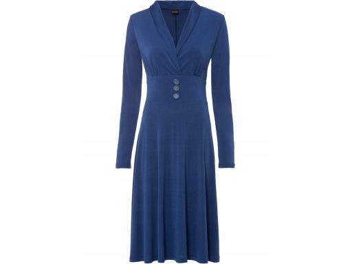 B.P.C sukienka z dżerseju granatowa z ozdobnymi guzikami 36/38.