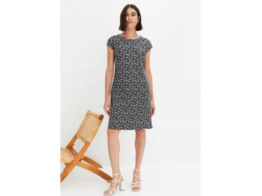 B.P.C sukienka bawełniana czarna w białe kwiatuszki r.40/42