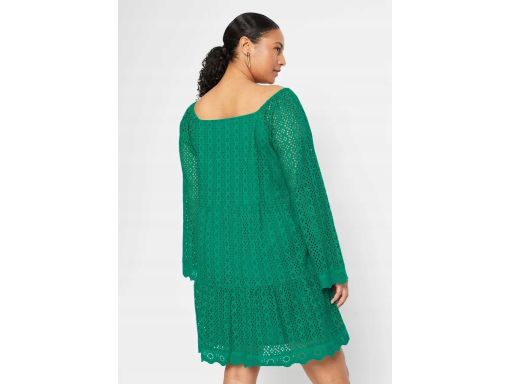 B.P.C zielona sukienka z ażurowym haftem rozkloszowana r.42