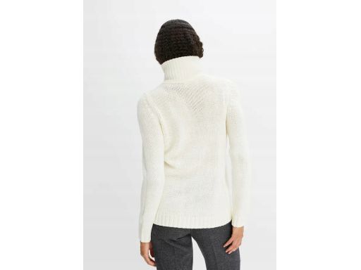 B.P.C sweter śmietankowy ze stójką i z zamkiem 48/50.