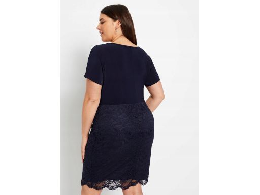 B.P.C sukienka ołówkowa z koronką granat 36/38.