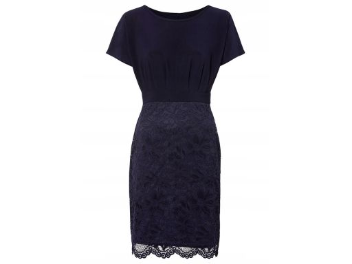 B.P.C sukienka ołówkowa z koronką granat 36/38.