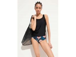 B.P.C tankini czarne z siateczką z figami w kwiatki ^38