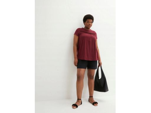 B.P.C bluzka t-shirt z koronką bawełniany bordowy 56/58.