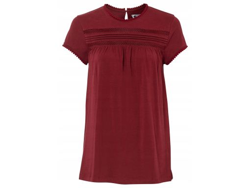 B.P.C bluzka t-shirt z koronką bawełniany bordowy 56/58.