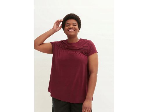 B.P.C bluzka t-shirt z koronką bawełniany bordowy 56/58.