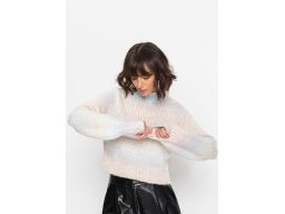 B.P.C kolorowy sweter z półgolfem krótki 48/50.