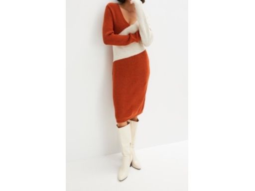 B.P.C dzianinowa sukienka brązowo-beżowa 40/42.