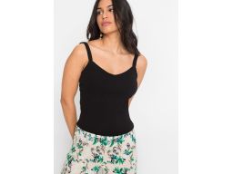 B.P.C top czarny krótki prążkowany r.32/34