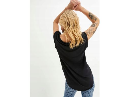 B.P.C t-shirt bez rękawów czarny asymetryczny 32/34.
