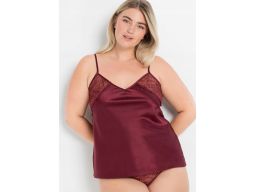 B.P.C jedwabny top z koronką bordowy 40/42.