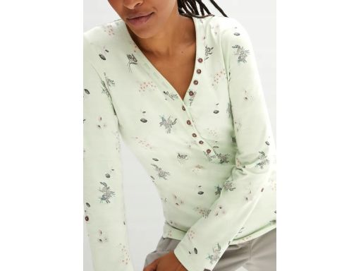 B.P.C bluzka bawełniana we wzory w kwiaty z plisą guzikową 40/42.