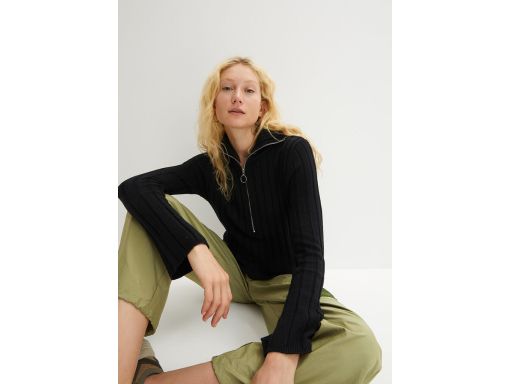 B.P.C sweter czarny ze stójką i z zamkiem ^36/38