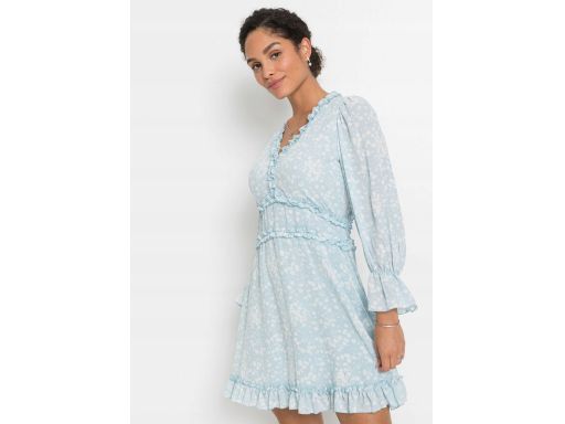 B.P.C szyfon sukienka z falbanami niebieska r.36