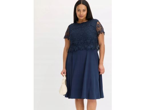 B.P.C sukienka z koronką granatowa midi 46.